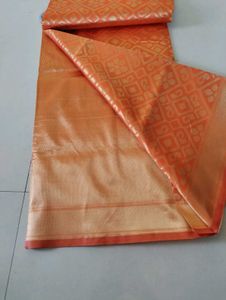 Orange Silk Blend Saree