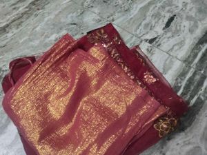 Embroidered Maroon Net saree 💝💖
