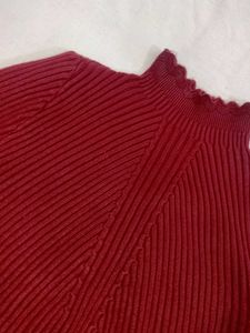 Burgundy Ribbed Mock Neck Top