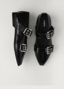 Mistry BUCKLED BALLET FLATS IN Black