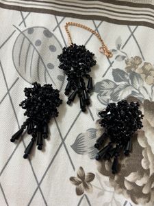 Stunning Black Earings And Maangtika Set🔥