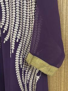 Purple Embroidered A Line Kurti