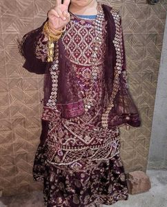 Gorgeous purple Embroidered Outfit