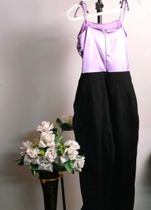 Purple Shimmer Cami &amp; Black Pants Jumpsuit