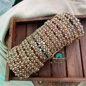 Kundan Bangles - (Set of 2)