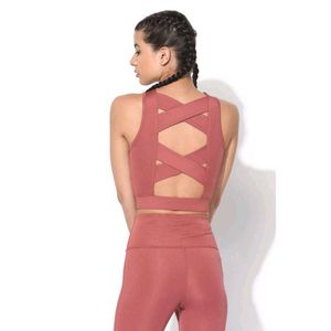 Woman Padded Cross Back Crop Top