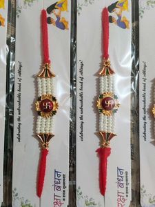 Swastik Rakhi With White Pearls💗