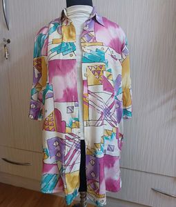 Abstract Print Oversized Shirt/Shirt Dress