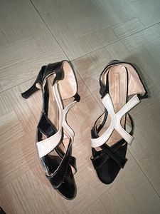 Black And White Cris Cross  Pencil Heels