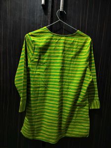 Cute Green Striped Short Kurti