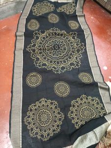 Black & Gold Print Saree