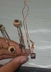 Black Stone Chain And Braclet Combo