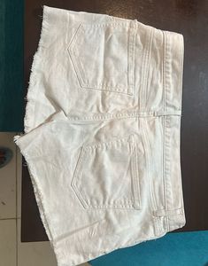 White Ripped Denim Shorts