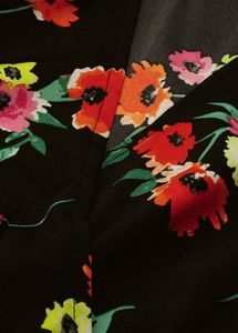 Floral Printed Flared Sleeve Wrap Above Knee Dress