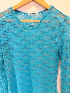 Turquoise Lace Long Sleeve Top