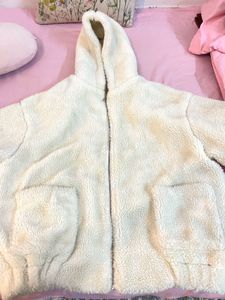 Cozy White Hooded Fleece Jacket