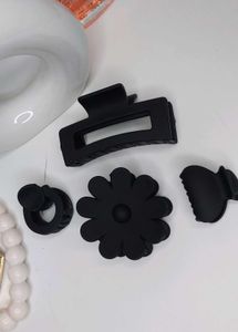 Combo Of 4 Pcs Matte Black Hair Claws