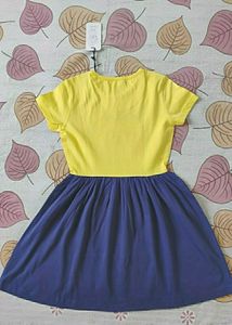 Yellow A D Navy Blue Frock