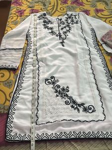 Elegant White Embroidered Kurta Set