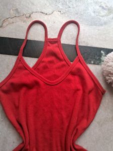 Workout Gym Ribbed Top Red