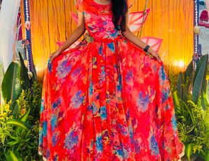 Red Floral Gown
