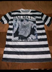 Balmain Striped Mesh Tee