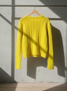 Imported Yellow Sweater Wool With Trendy Sleeve