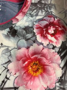 Woollen Floral Printed Top For Winter