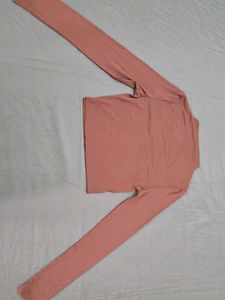 Brown Long Sleeve Microfiber Top