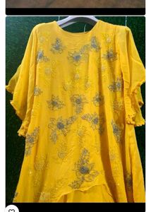 Beautiful yellow hand work dress