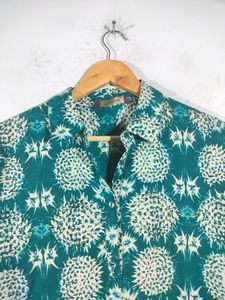 Dark Sea Green Cream Print Kurtas (Women&#39;s)