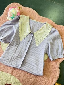 Cute Purple Peter Pan Collar Blouse