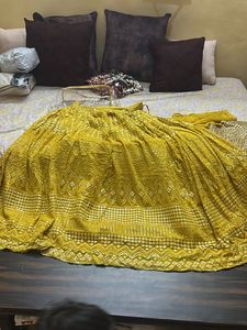🔥Golden mustard Lehnga🥻