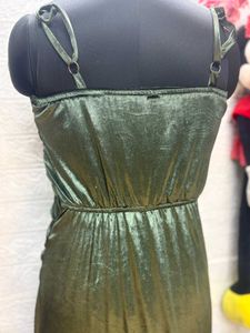 Green Draped Evening Dress