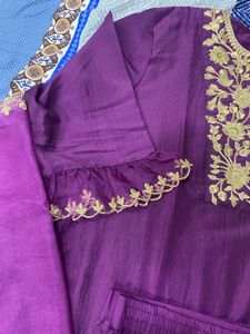 Purple Embroidered Kurta Set