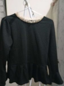 Stylish Black Peplum Top Set
