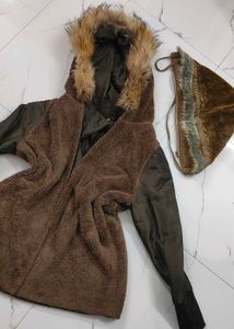Faux Fur Hooded Coat