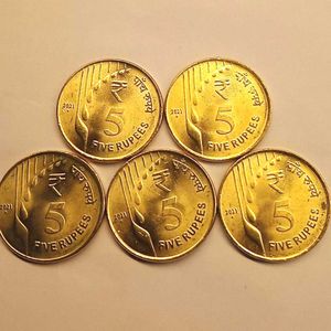 5 Rupee Raindrop Gem UNC Coins for Collection