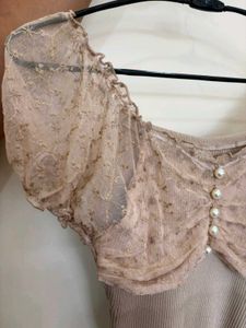 Pearl Detail Lace Top