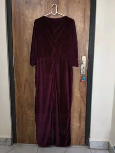 Brand new burgundy Velvet Jumpsuit