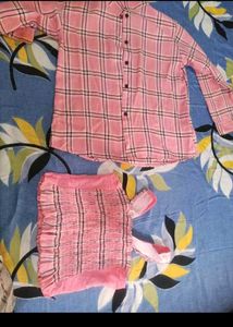 Pink Plaid Top &amp; Shrug Set