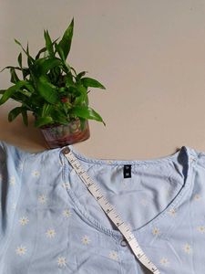 Blue Floral Tie-Up Top