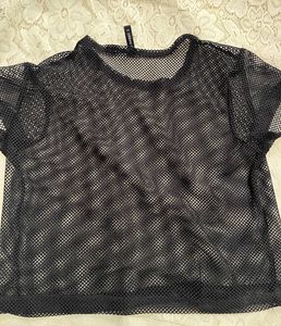 Black Mesh See-Through Top