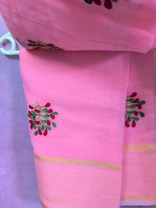 Pink Embroidered Saree