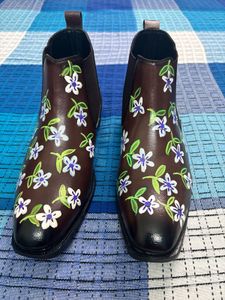 Floral Leather Chelsea Boots