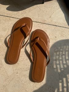 J.Crew Brown Leather Flip Flops