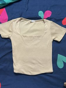 Beige Ribbed Tshirt