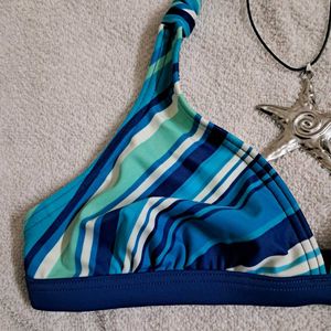 Y2k Striped Halter Neck Bikini Top