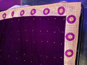 Embroidered Velvet Purple Lehenga Saare
