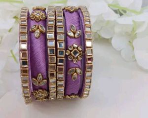 6 Bangles.. Kundan Silk Thread ...New